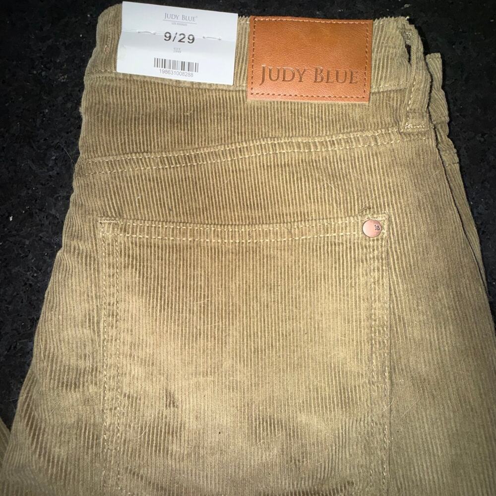 NEW JUDY BLUE HIGH WAISTED RETRO WIDE CORDUROY OLIVE GREEN JEANS SZ 9/29 - Picture 6 of 12